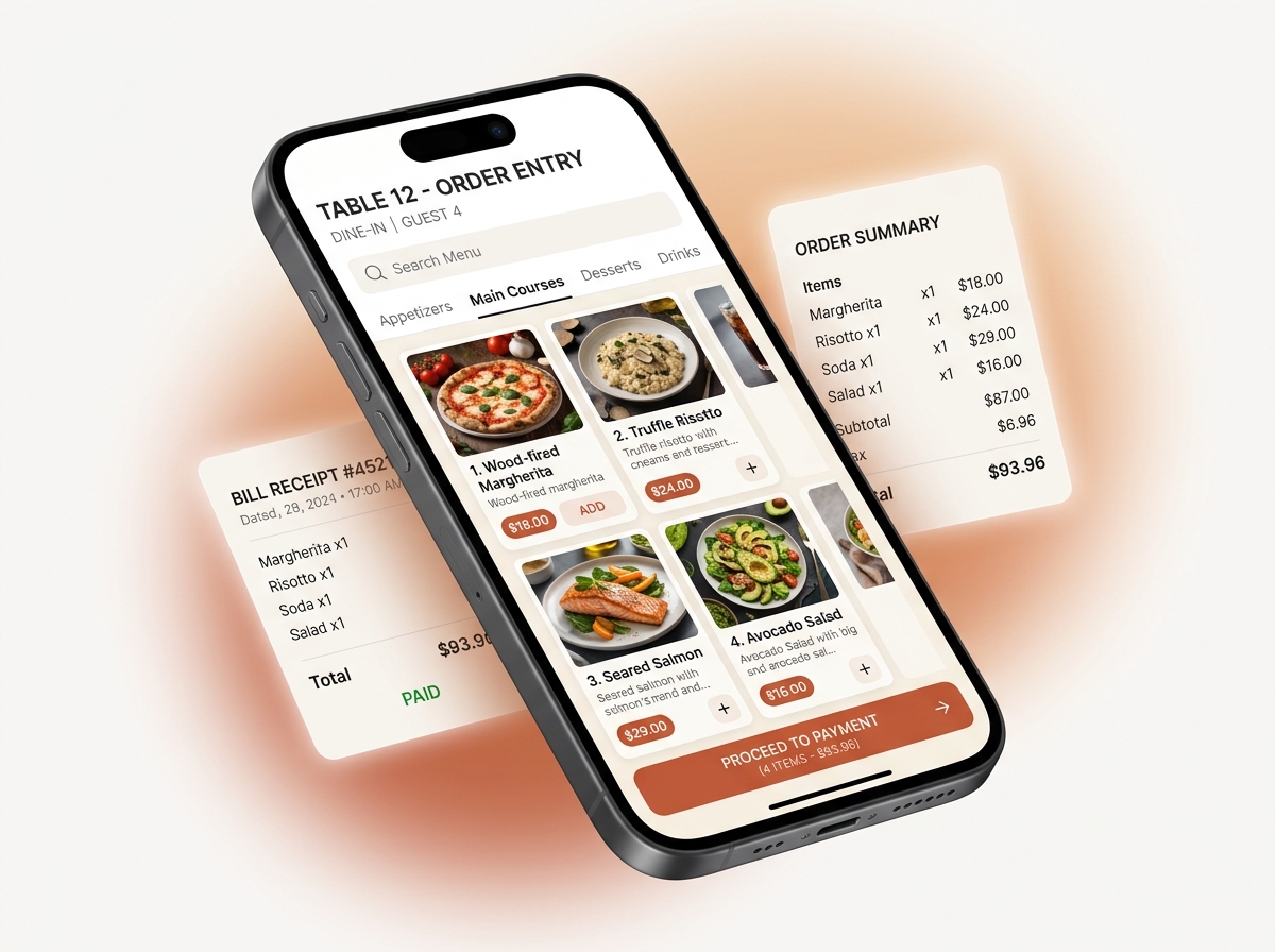 SELO POS Mobile Waiter Interface Mockup